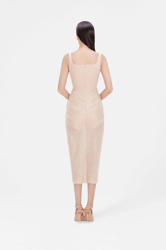 ORGANZA LINEN DRAPED DRESS