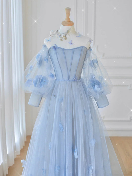 Blue tulle lace Maxi dress