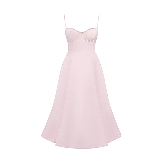 Analissa pink mesh midi dress