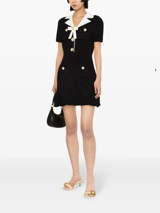 embellished bouclé mini dress