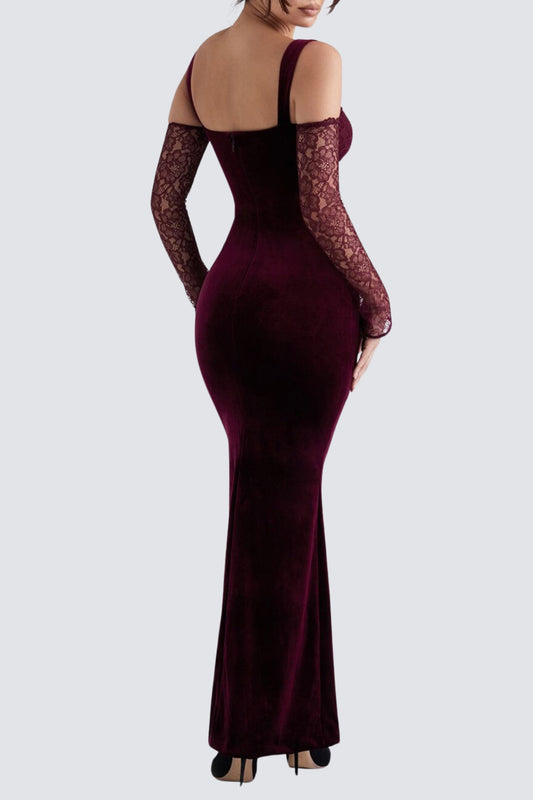 BLACK CHERRY VELVET MAXI DRESS