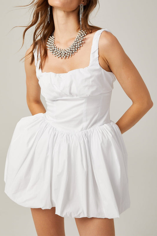 COTTON TULLE MINI DRESS IN WHITE