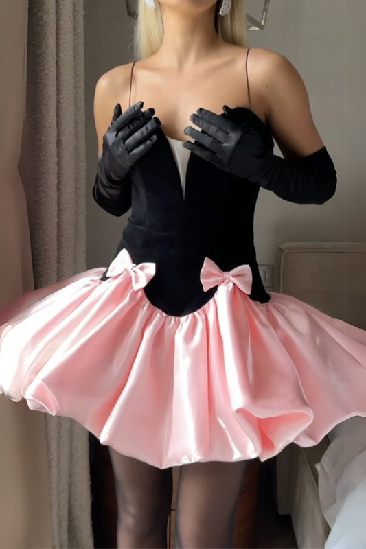 valerie two-tone bowquette mini dress