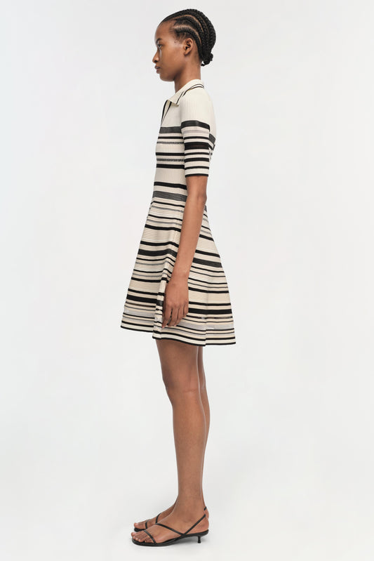 Dessie striped knitted Mini Dress in Black Stripe