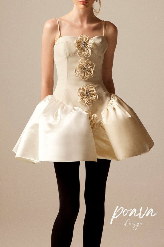 Flora Cyclone Embellished Knit-Satin Bustier Mini Dress
