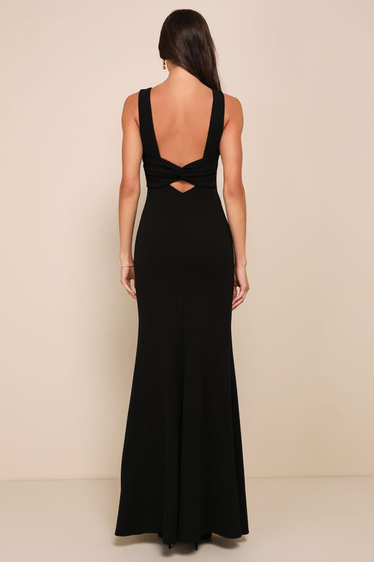 Black Knotted Mermaid Maxi Dress