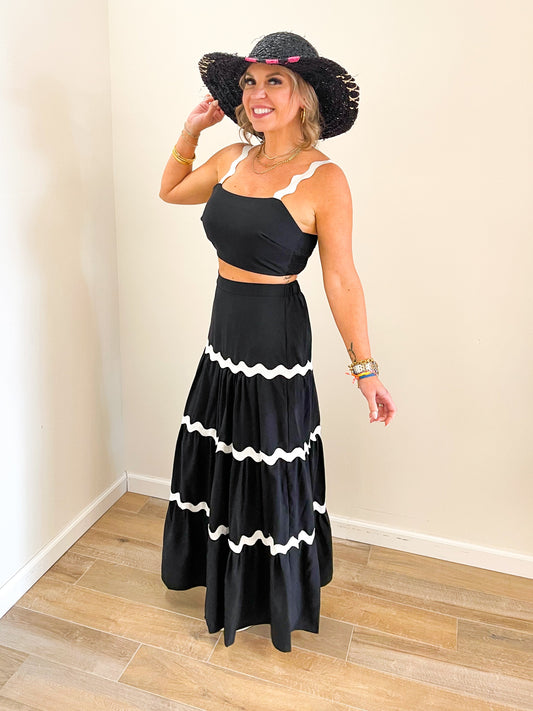 Rikki Ric Rac Skirt Set (Black)