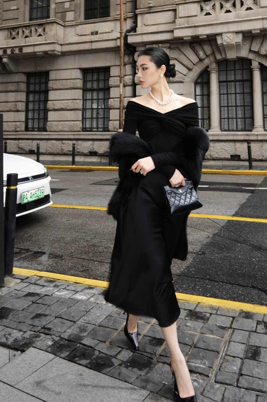 Black Stretch Knit Sweater