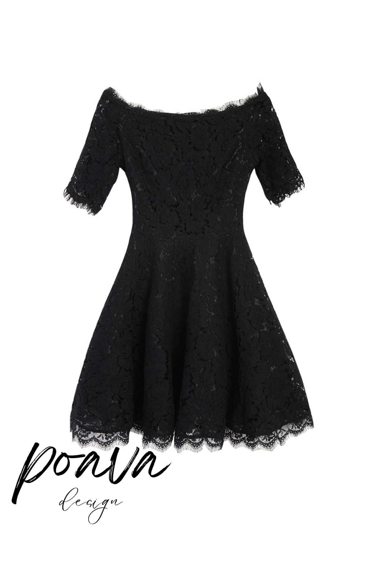 Hepburn lace mini dresses in black