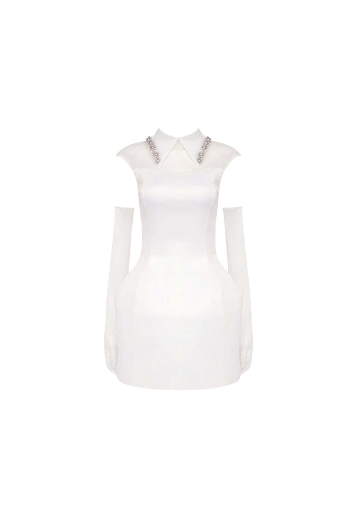 SIMONE TULLE DETAIL MINI DRESS IN WHITE