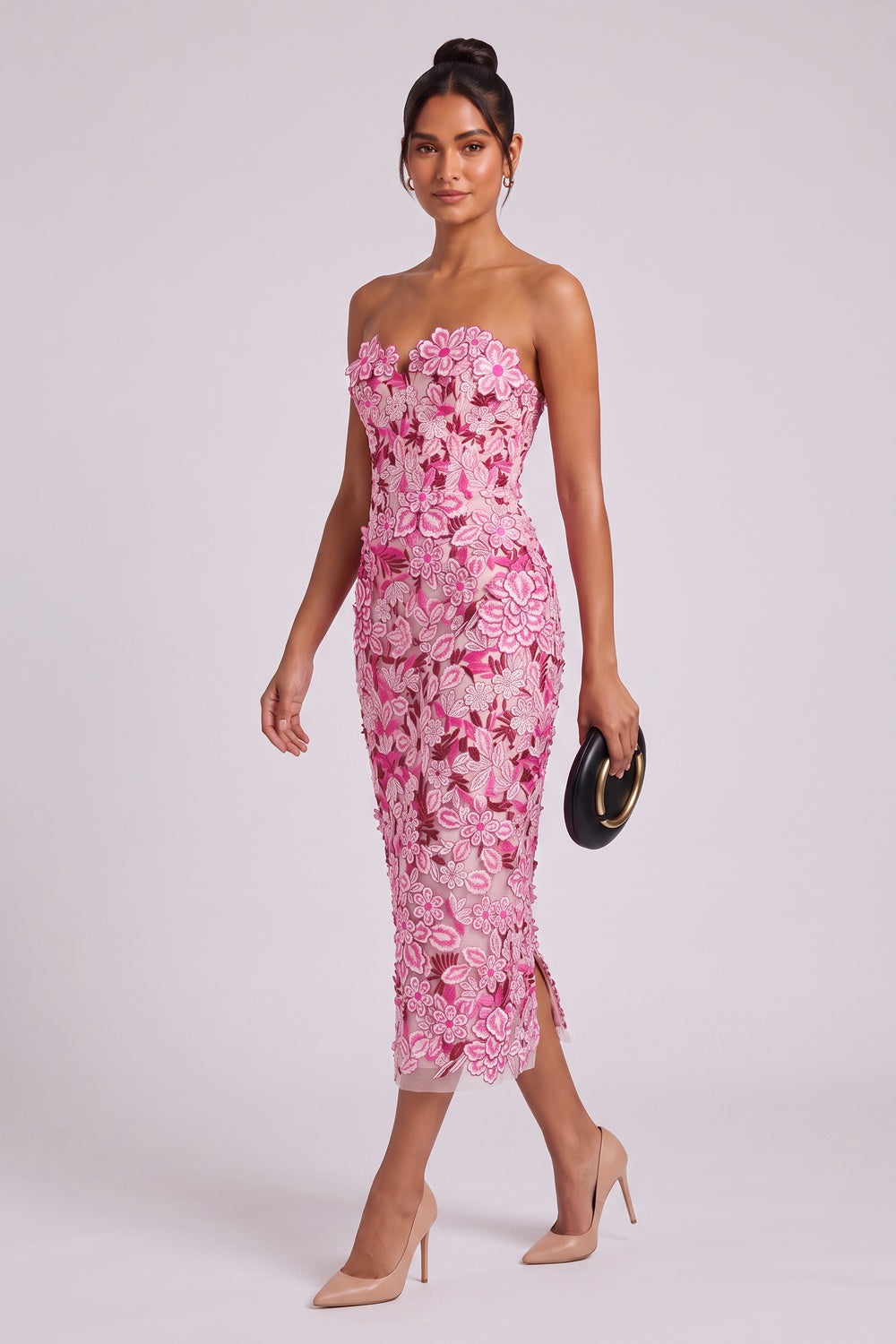 pink mesh sheath dress pink mesh dress - product view 3