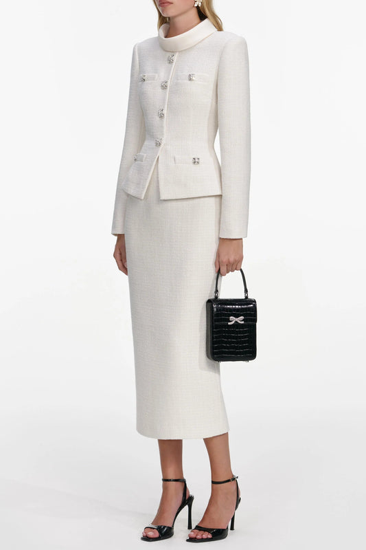 michaelia Cream Boucle Tailored Midi Dress set