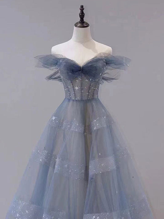 Blue tulle sequin dress
