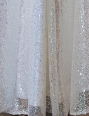 white sequined tulle A-line gown
