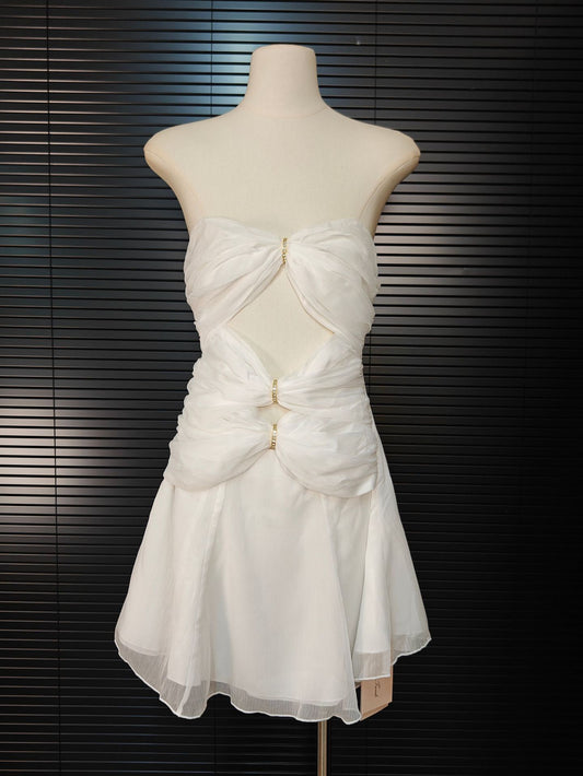 Strapless Cutout Mini Dress - White