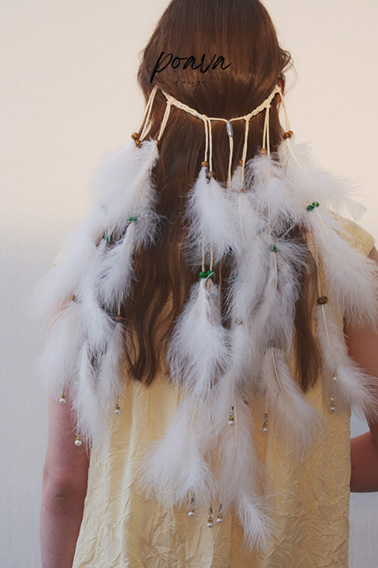 Bohemia white Feather Headband