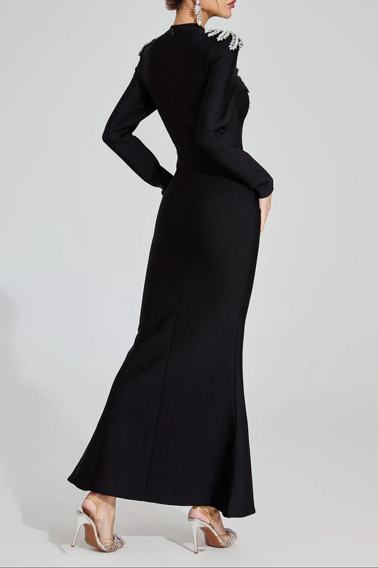 karen Black Diamond pattern Bandage maxi Dress