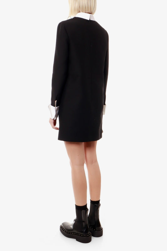 two-tone ruffle trim embellished mini dress