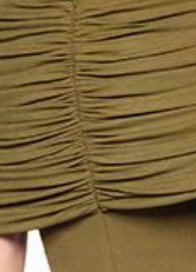 Olive Green Stretch Jersey Column Gown with Ruched Detail
