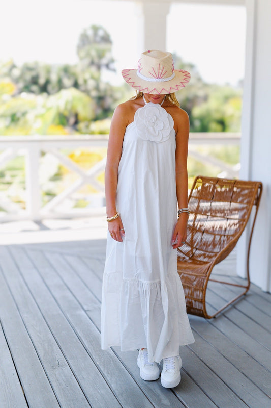 Sidney Maxi Sundress Flower Detail - Ivory