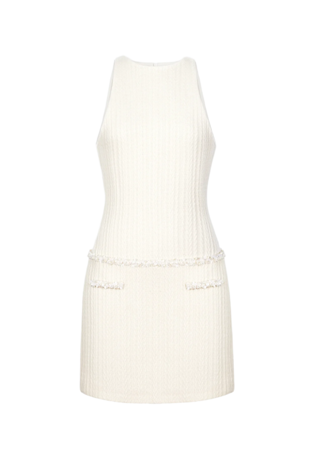 Abene Sleeveless Beaded Embellished Knit Mini Dress