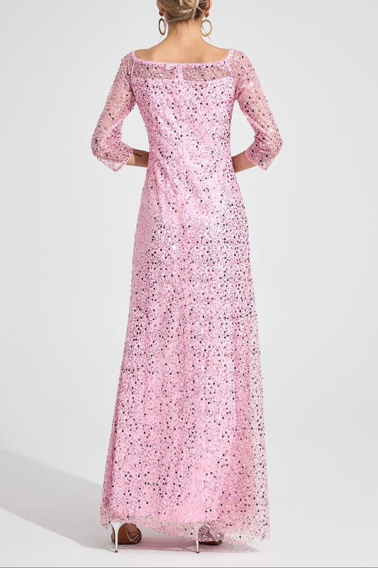 sarah Pink Diamond embellished tulle Maxi Dress