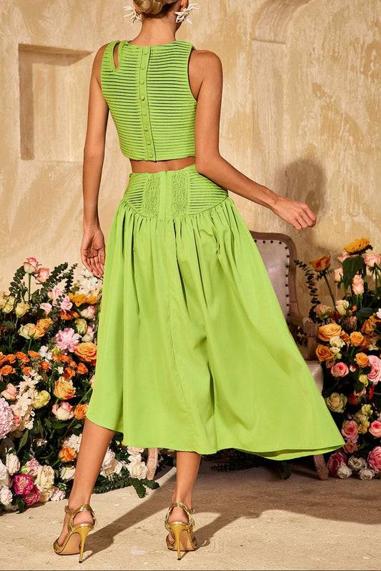 Sleeveless Ruched Skirt Set