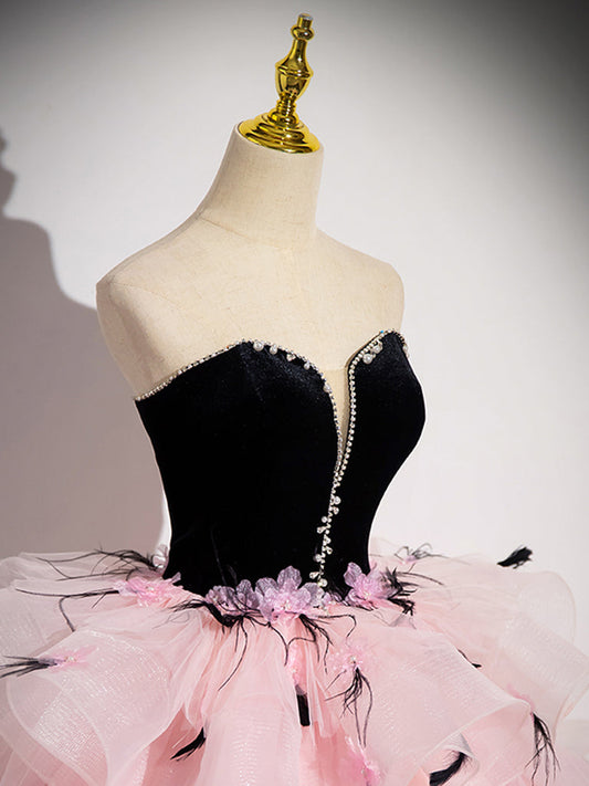 Pink Sweetheart Neck Tulle Dress