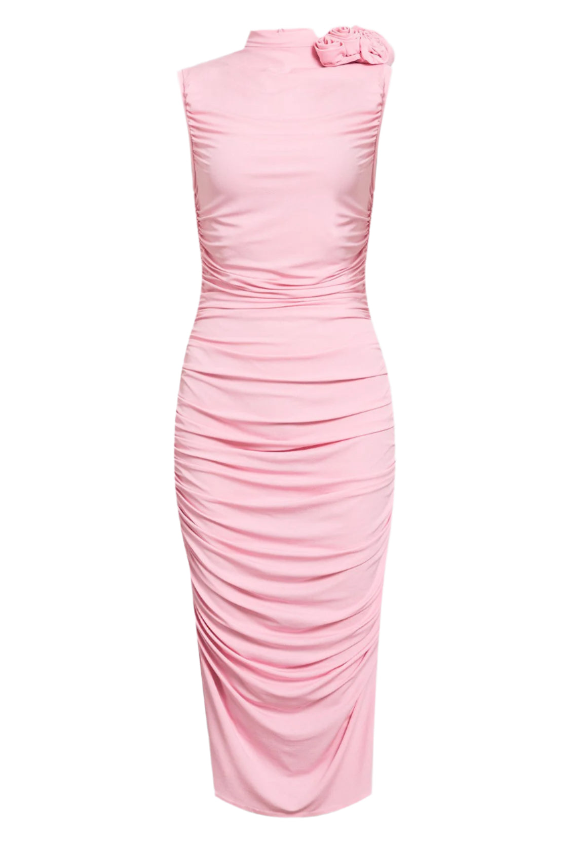 Ruched Flower Midi Dress