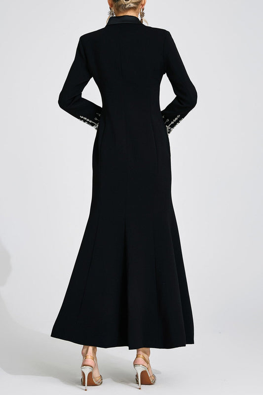 simona black Diamond embellished Maxi Dress