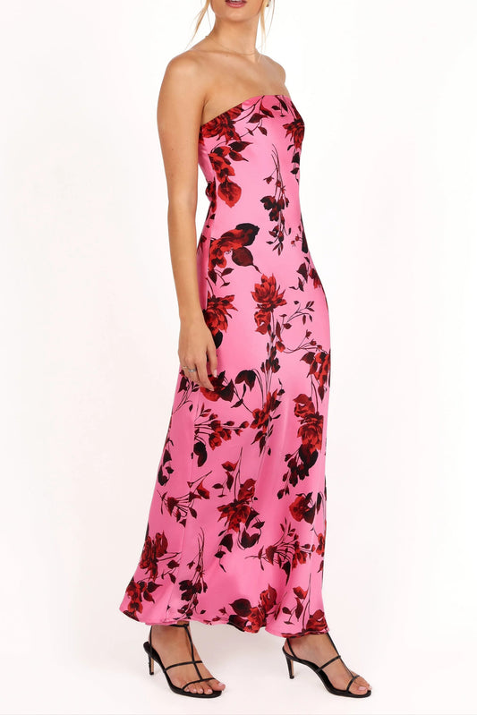bryden strapless maxi dress in rose pink