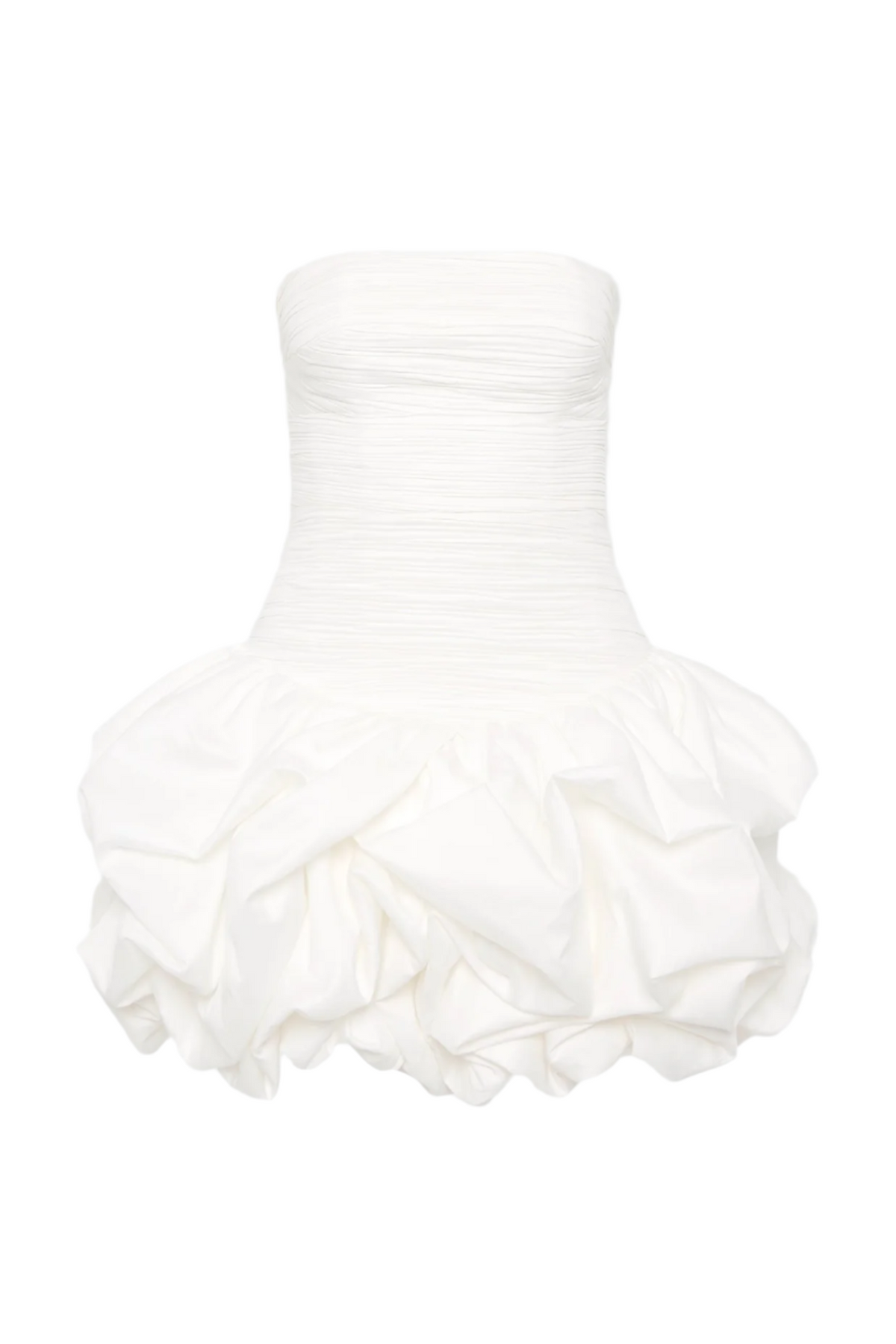 Coleka Floral Print Strapless Ruched Mini Dress - White