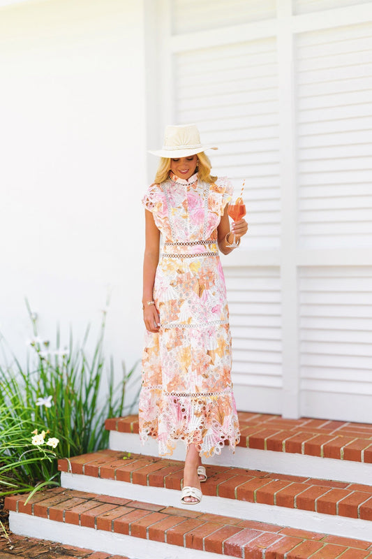 Anna Sleeveless Ruffle Dress - Orange