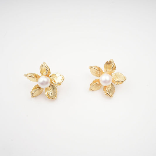 Jeanne floral faux-pearl stud earrings