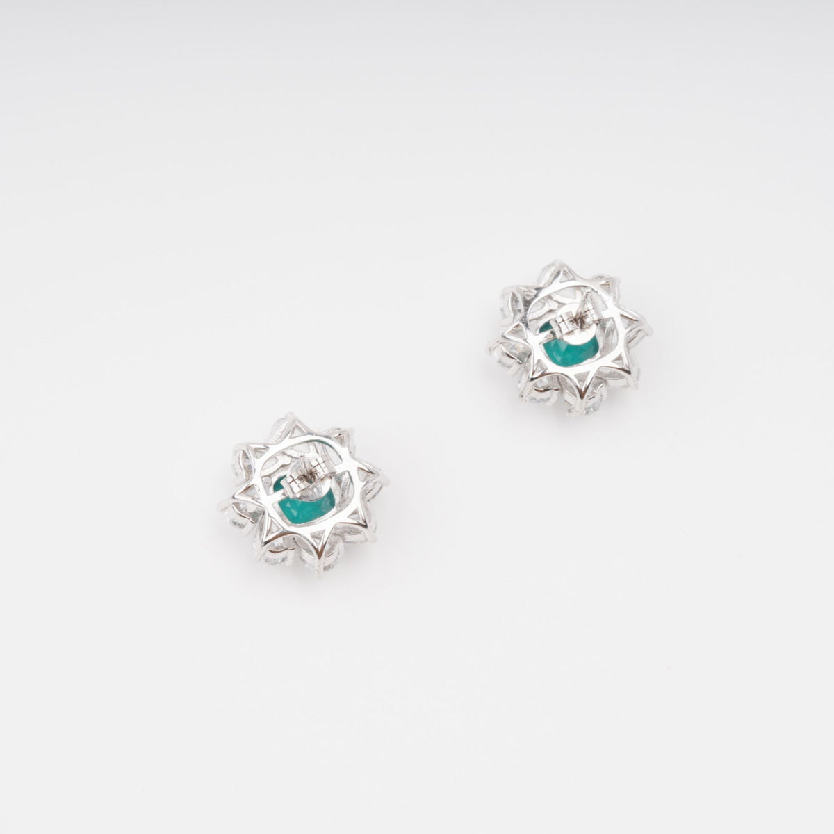 Erica Green Flower Shaped Gemstone Sterling Silver Earrings