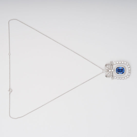 Kaisu Blue Bow Gemstone Pendant Sterling Silver Necklace