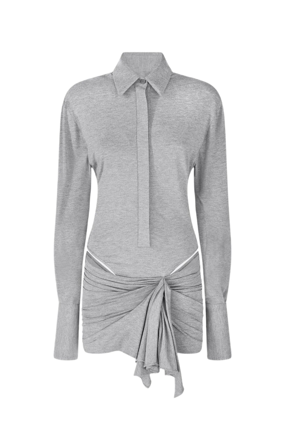 Dehaia Plunge Cutout Ruched Mini Dress - Grey