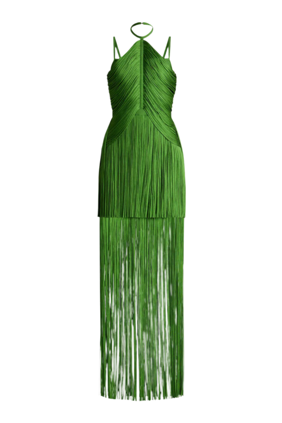 Doly Halter Fringed Maxi Bandage Dress - Green