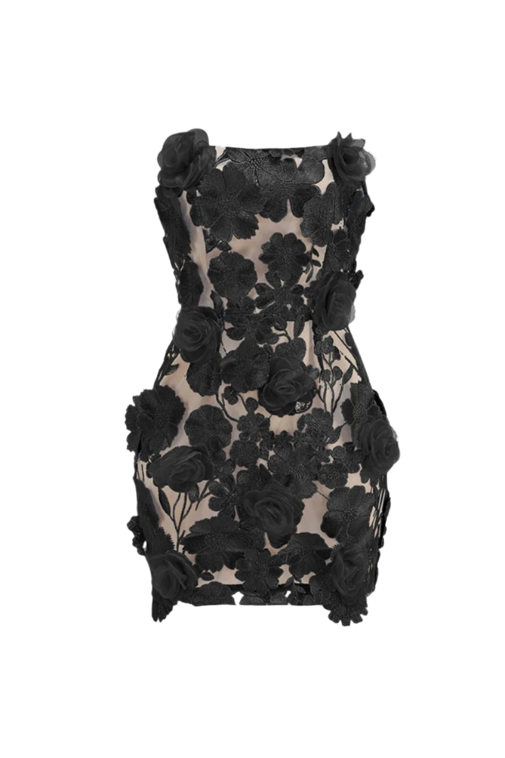 jessica floral embroidery Mini Dress in black