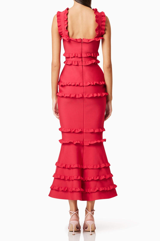 josephine Frill Maxi Dress in Red