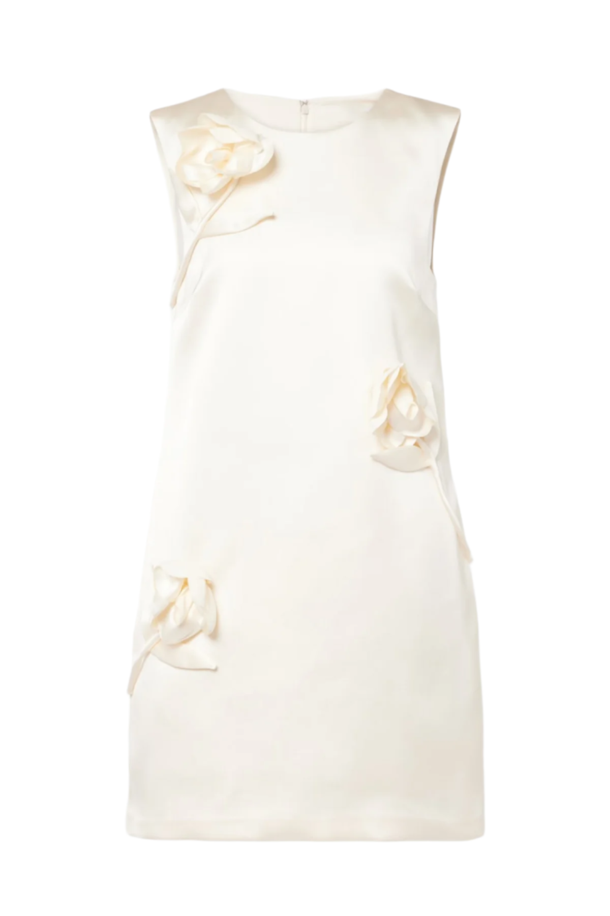 Floral Appliqué Satin Mini Dress