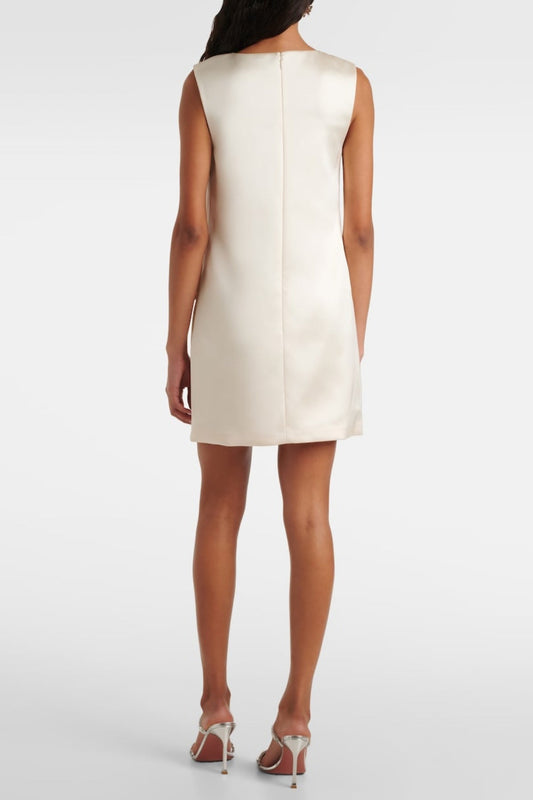 Floral Appliqué Satin Mini Dress
