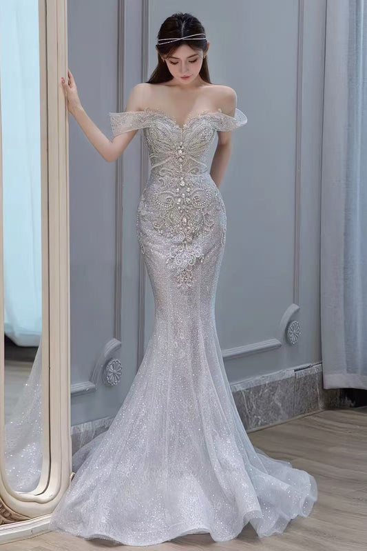Heavy Beaded Rhinestone Sparkly Formal Prom Dress
