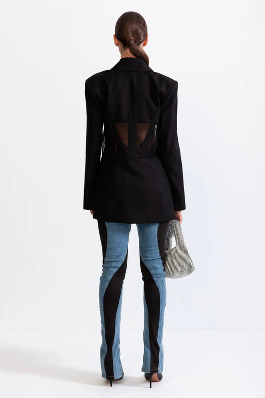 PATCHWORK BLAZER IN BLACK