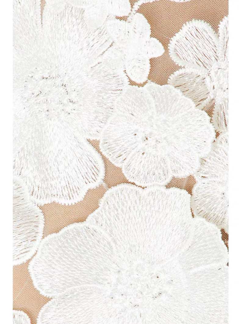 Shannon 3D Floral Midi Dress In White