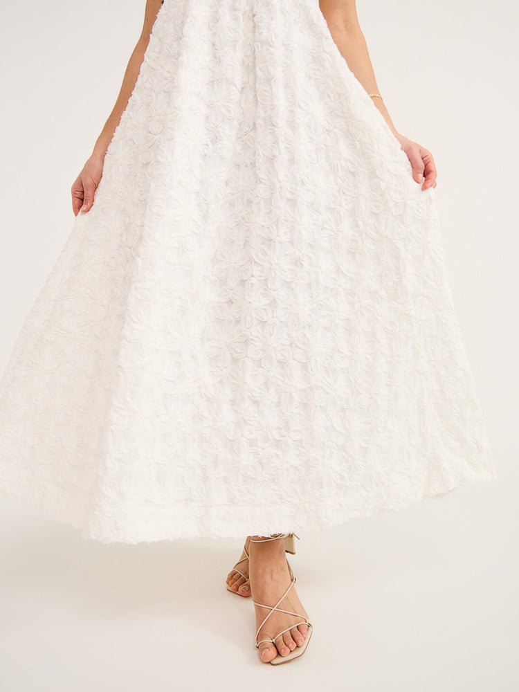 Iggy Embroidered Midi Dress In Cream