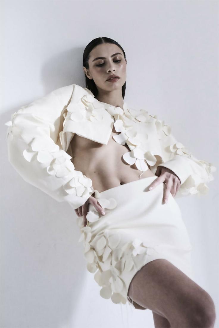 3D Floral Long Sleeve Top & High Waist 3D Floral Mini Skirt Set