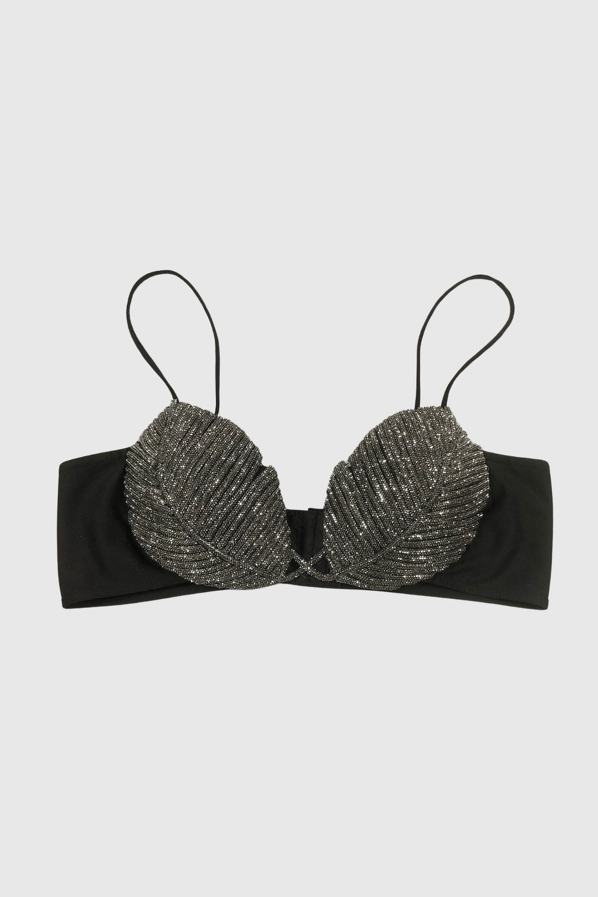 Leaf Crystal Bralette - Black