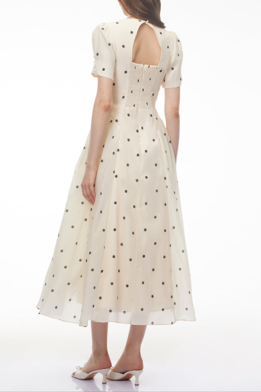 Javaneh White Polka Dot Maxi Dress