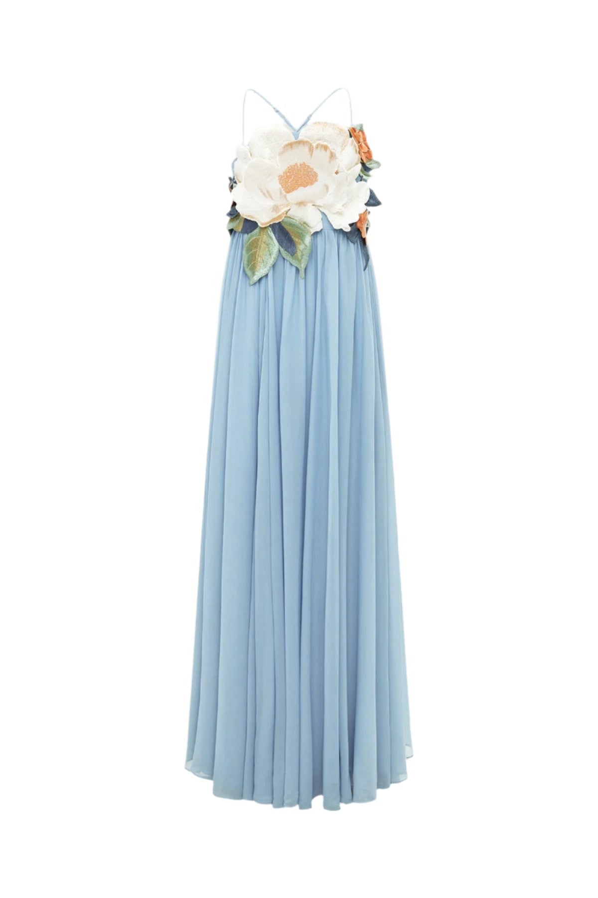 joanne Appliqué Floral Maxi Dress in Powder Blue